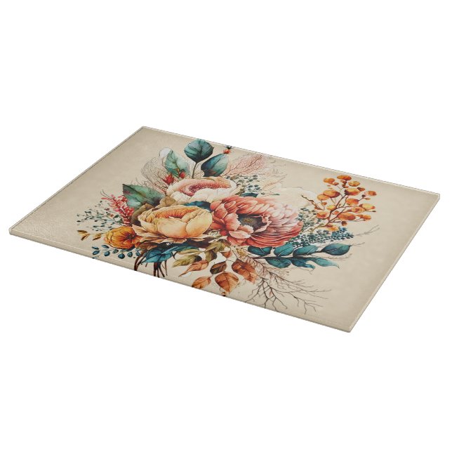Planche À Découper Joli bouquet de chute de boho (Coin)