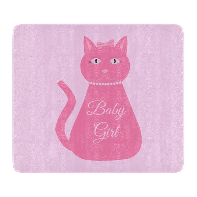 Planche À Découper Joli chat fille rose sur mesure (Devant)