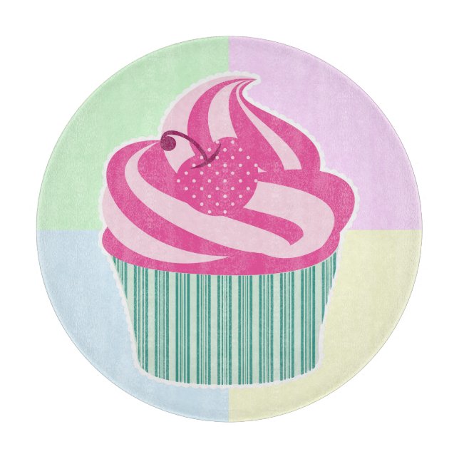 Planche À Découper Joli Cupcake Rose Pâtes de Couleurs (Devant)