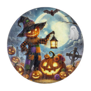 Planche À Découper Joli épouvantail et citrouilles d'Halloween fantai