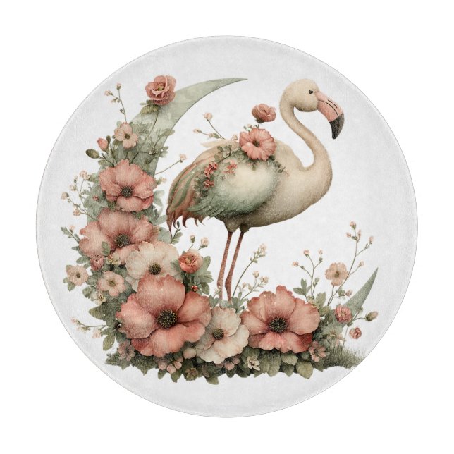 PLANCHE À DÉCOUPER JOLI FLAMANT D'ÉTÉ AVEC FLEURS (Devant)