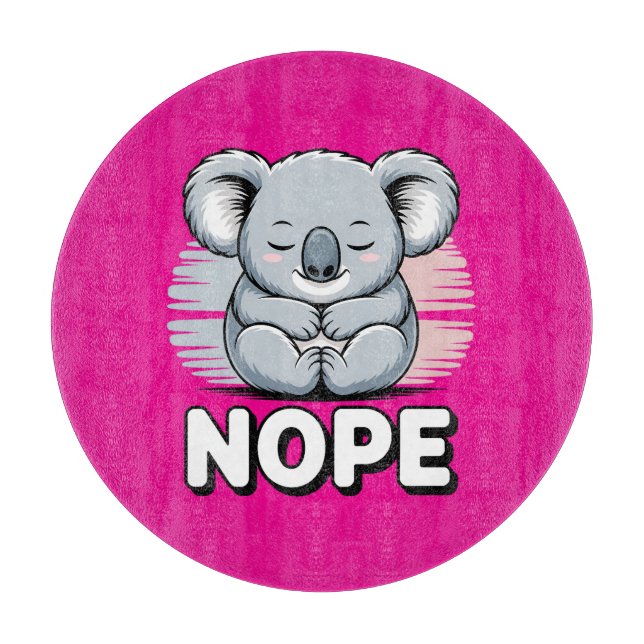 Planche À Découper Joli koala endormi “Non” Dessin animé drôle (Devant)
