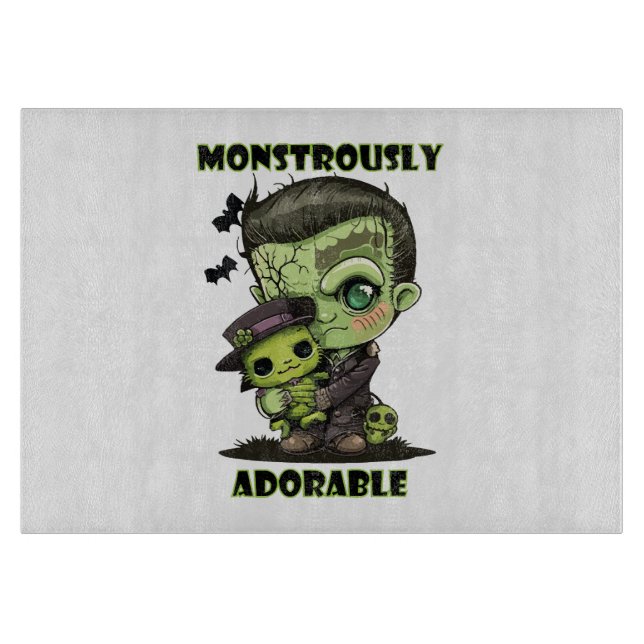 Planche À Découper Joli monstre de Frankenstein avec peluche (Devant)