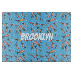 Planche À Découper Joli motif caricature de calmar rose