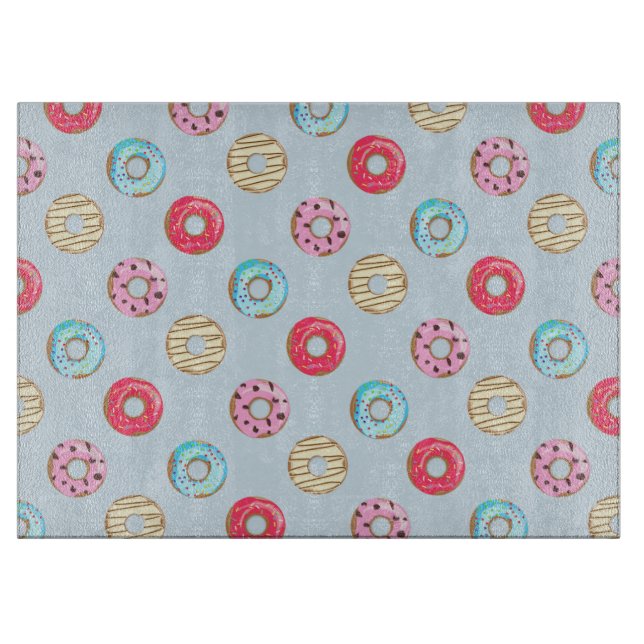 Planche À Découper Joli motif de beignet glacé bleu clair (Devant)
