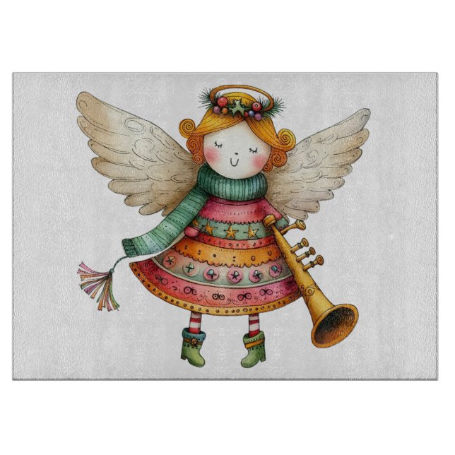 Planche À Découper Joli Noël Folk Art Angel (Devant)