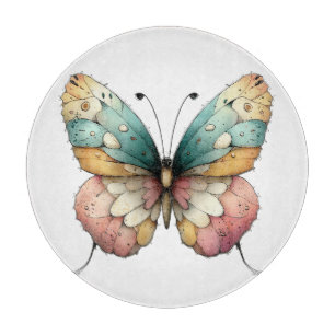PLANCHE À DÉCOUPER JOLI PAPILLON ÉTÉ VERT ROUGE JAUNE