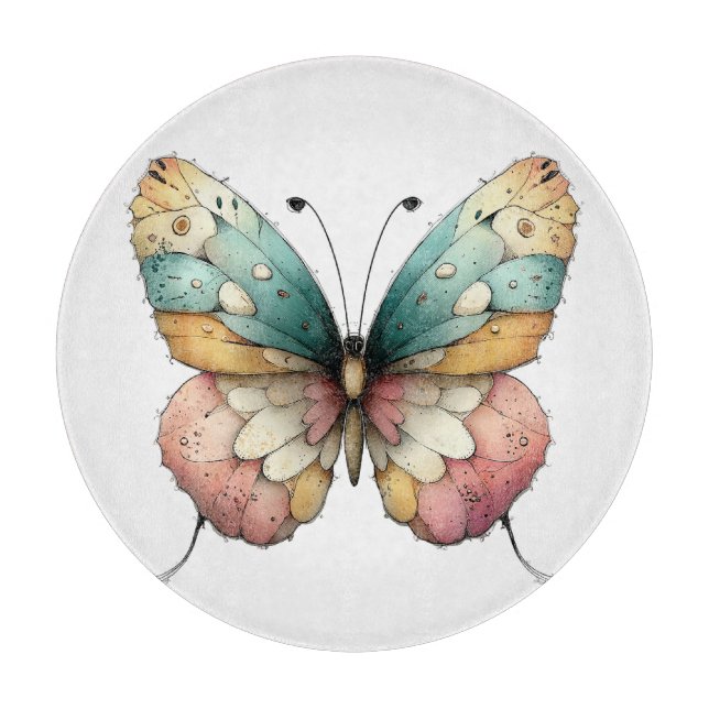 PLANCHE À DÉCOUPER JOLI PAPILLON ÉTÉ VERT ROUGE JAUNE (Devant)