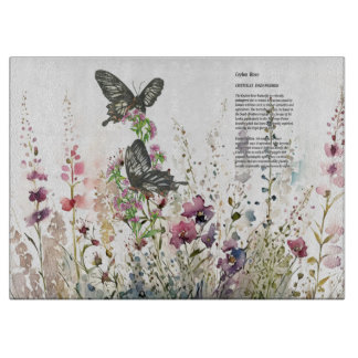 Planche À Découper Joli Papillon Rose Ceylan Peint À La Main