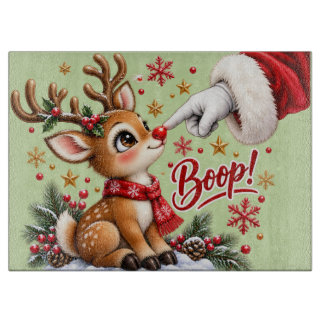 Planche À Découper Joli Père Noël et Boop sur le Nez de Renne Noël