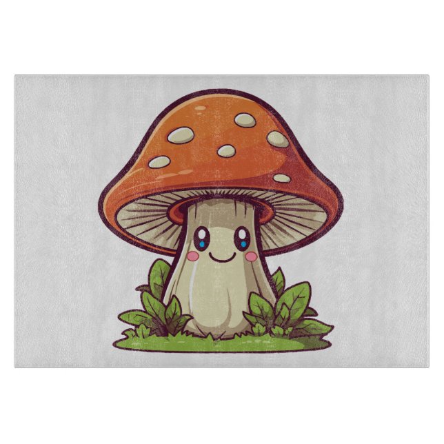 Planche À Découper Joli style kawaii, Cueillette de champignons (Devant)