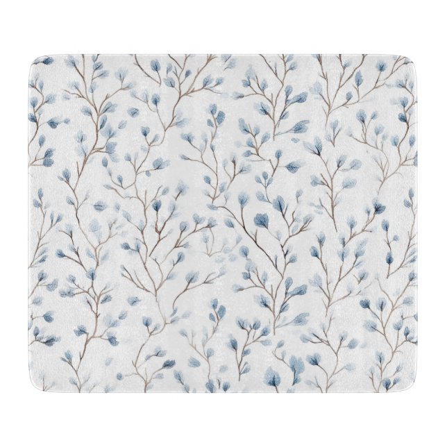 Planche À Découper Jolie Fête de Mariage Florale Blanche Bleue (Devant)