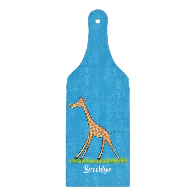 Planche À Découper Jolie girafe avec dessin animé de papillon (Devant)