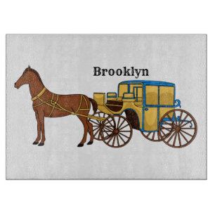Planche À Découper Jolie illustration de cheval et de calèche royale