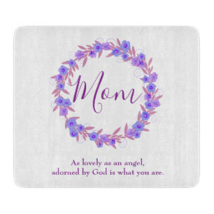 Planche À Découper Jolie maman Courbe fleurie violette et bleue