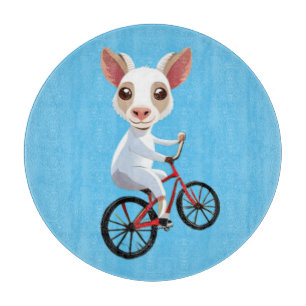 Planche À Découper Jolie petite chèvre blanche sur une bicyclette