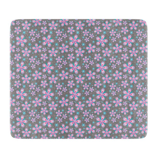 Planche À Découper Jolie rose et gris floral (Devant)