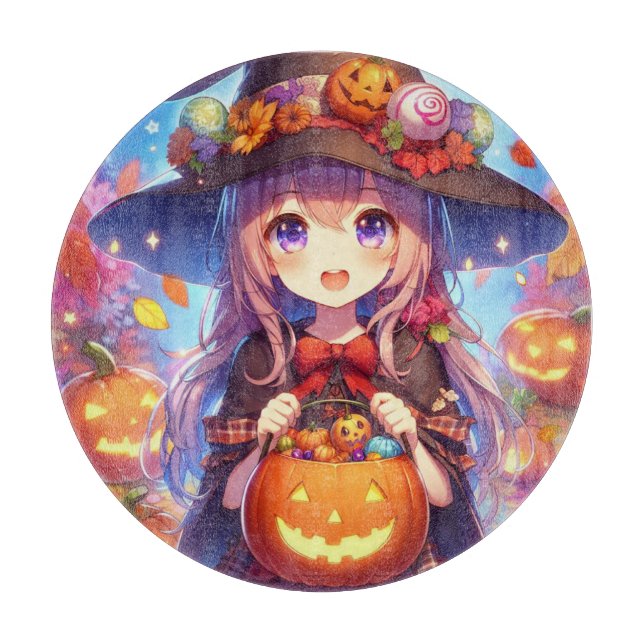 Planche À Découper Jolie Sorcière d'Halloween Anime (Devant)