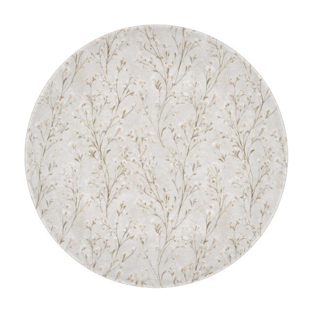 Planche À Découper Jolies Fleurs Blanc Crème (Devant)