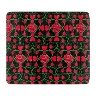 Planche À Découper Jolies Roses Cœurs Rouges Noires Saint-Valentin Mi