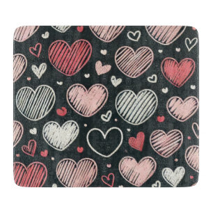 Planche À Découper Jolis cœurs de craie pour la Saint-Valentin