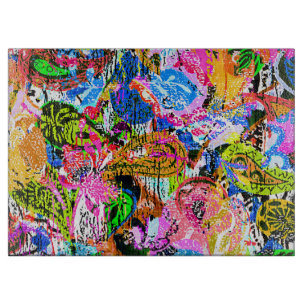 Planche À Découper Jolis motifs abstraits colorés mixtes de fleurs de