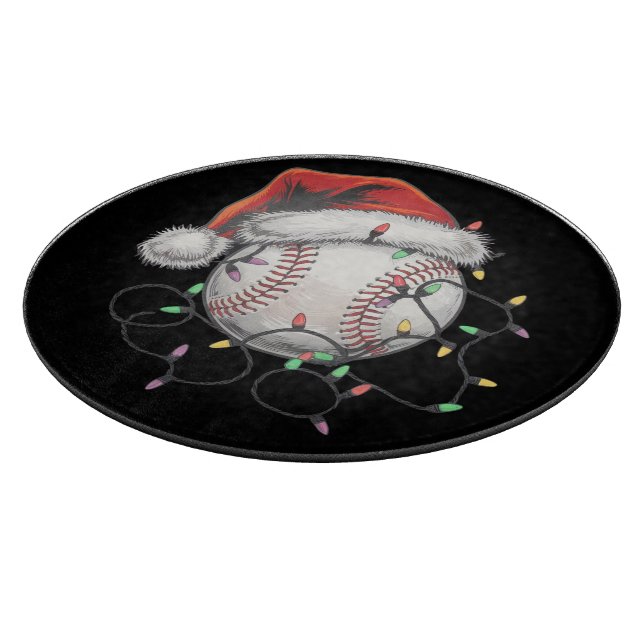 Planche À Découper Joueur de baseball de Noël de père Noël Sports (Coin)