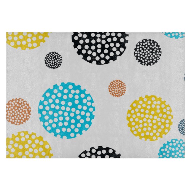 Planche À Découper Joueuse, tendance, cool, amusante, cercles pointil (Devant)