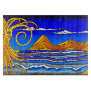 Planche À Découper Jour ensoleillé à la plage Aquarelle peinture