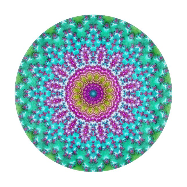 Planche À Découper Joyau super Coloré Tone Boho Fractal Mandala (Devant)