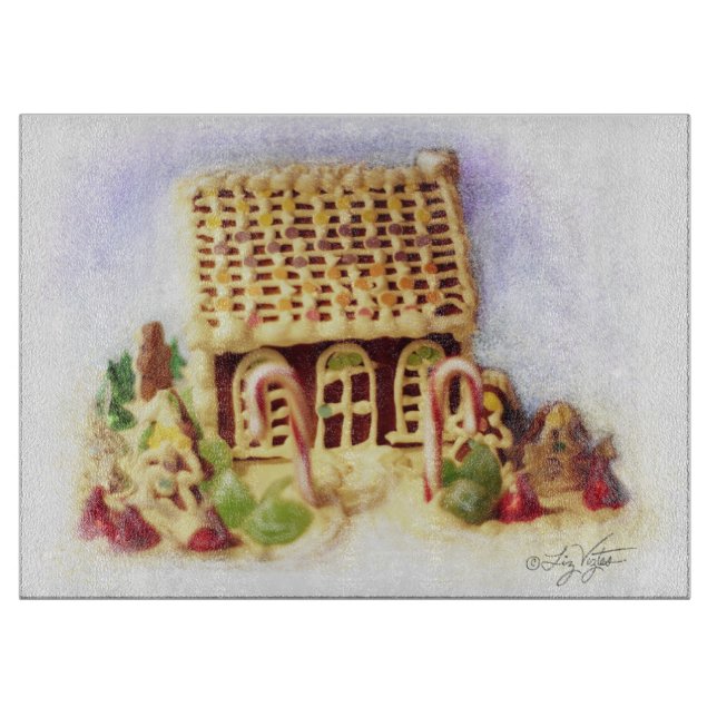 Planche à découper Joyeuses Fêtes Maison en pain d (Devant)