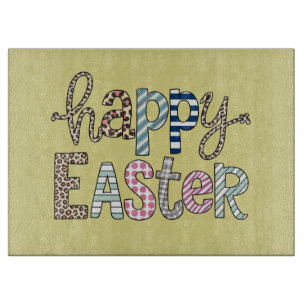 Planche À Découper Joyeuses Pâques Lapin Mignon Floral Printemps Léop