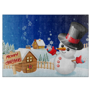 Planche À Découper Joyeux bonhomme de neige de Noël