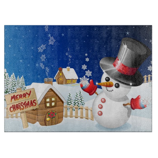 Planche À Découper Joyeux bonhomme de neige de Noël (Devant)