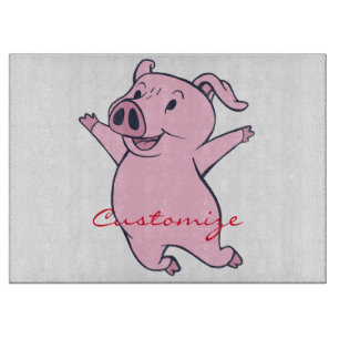 Planche À Découper Joyeux cochon rose sautillant Thunder_Cove