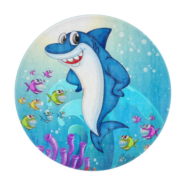 Planche À Découper Joyeux dessin de requin-23685 (Devant)