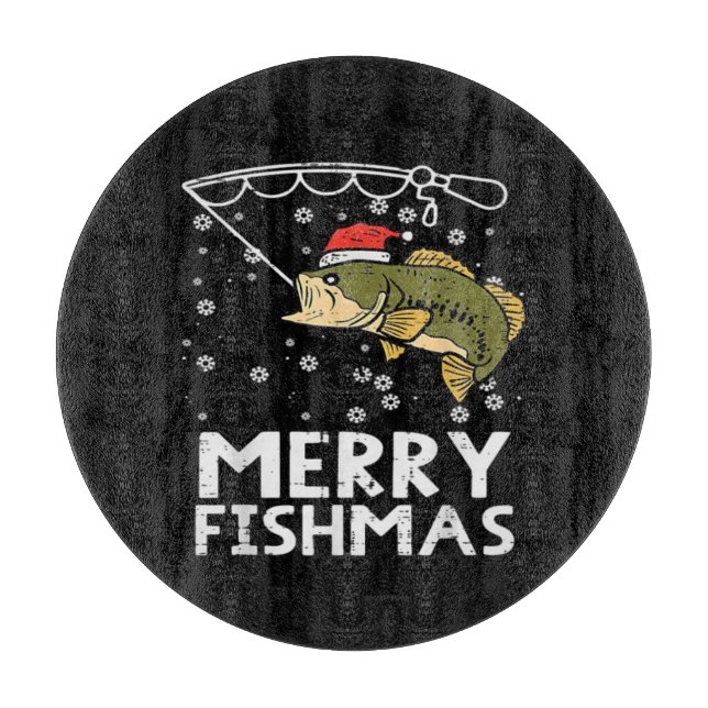 Planche À Découper Joyeux Fish Noël Poisson Pêche Xmas  (Devant)
