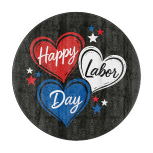 Planche À Découper Joyeux Labor Day Patriotes Cœurs Rouge Blanc Bleu