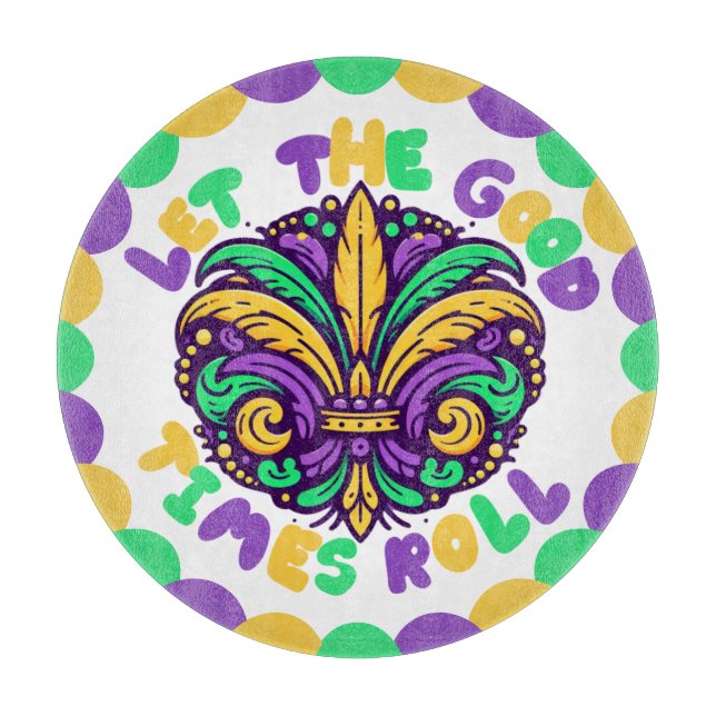 Planche À Découper Joyeux Mardi Gras fleur de lis (Devant)