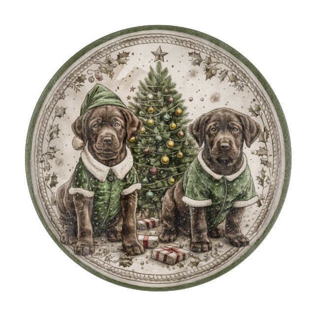 Planche À Découper Joyeux Noël Black Labrador Retriever Puppy (Devant)