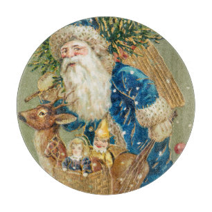 Planche À Découper Joyeux Noël, Carte Antique, Père Noël et Renne