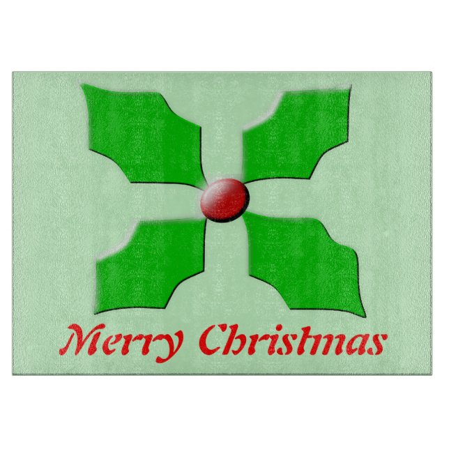 Planche À Découper Joyeux Noël Holly Custom Glass Cutboard (Devant)