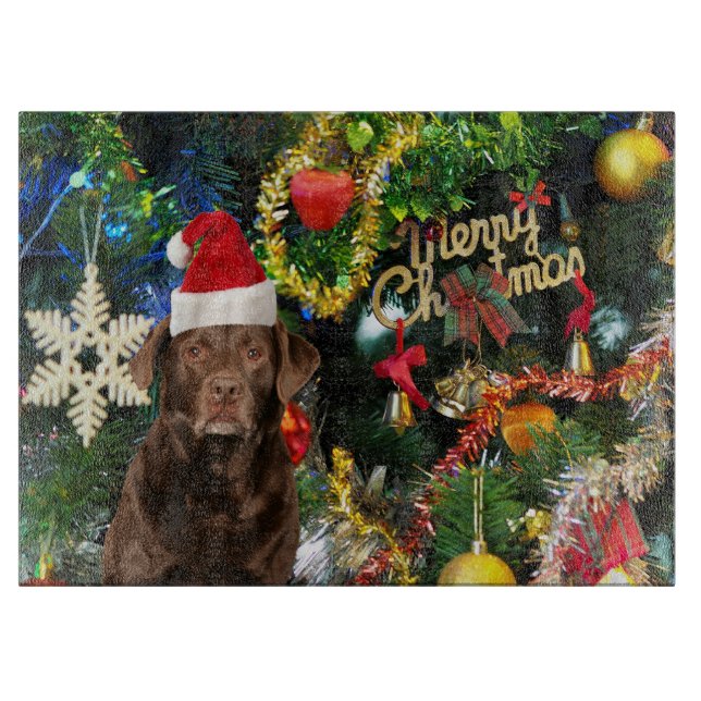 Planche À Découper Joyeux Noël Labrador Retriever Chien Santa Hat (Devant)
