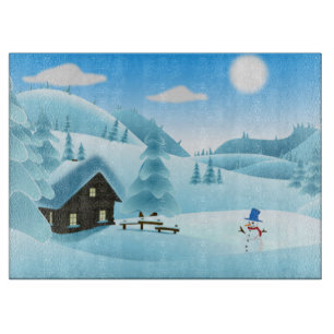PLANCHE À DÉCOUPER "JOYEUX NOËL" PAYSAGE D'HIVER