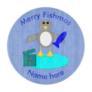 Planche À Découper Joyeux Noël Pingouin de pêche