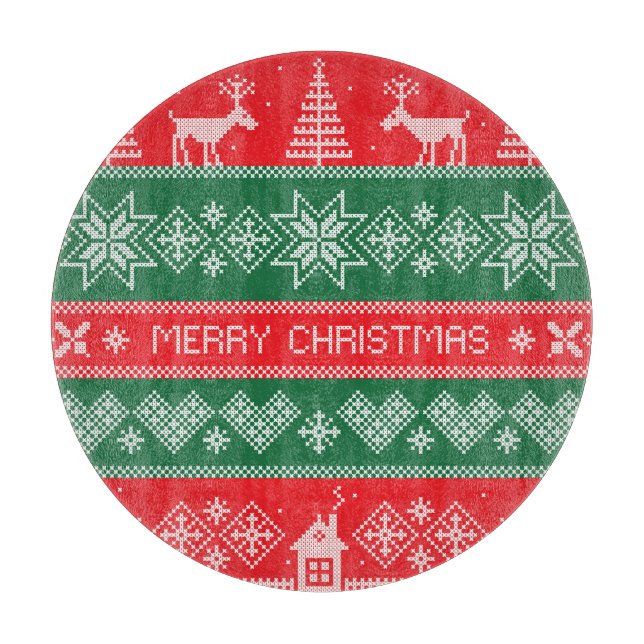 Planche À Découper Joyeux Noël : vintage motif festif. (Devant)