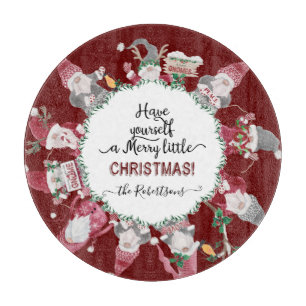 Planche À Découper Joyeux Petit Noël Rouge Gris Gris Gnomes Chapeaux 