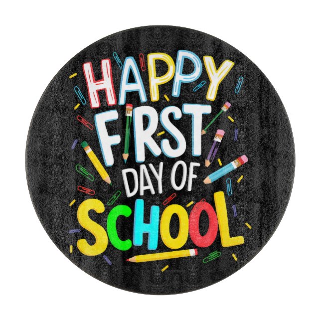 Planche À Découper Joyeux premier jour de rentrée scolaire (Devant)