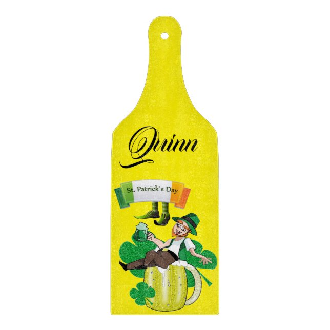 Planche À Découper Joyeux tableau de coupe en verre de la Saint Patri (Devant)