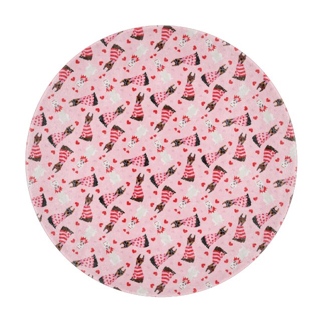 Planche À Découper Joyeux Valentines Day Chiens Dobermann (Devant)